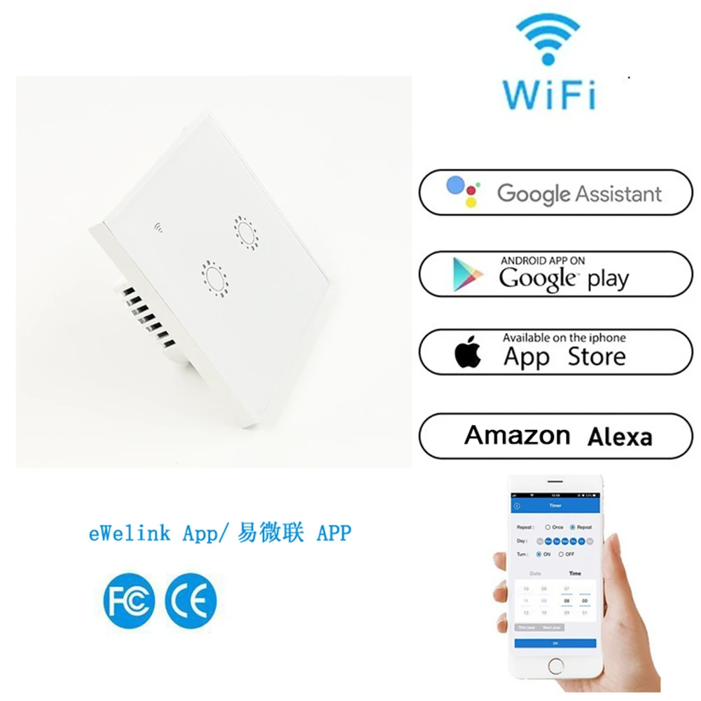 LAIDEYI Wi-Fi Сенсорный настенный выключатель Панель 1/2/3 Gang работать с Alexa Google дома Беспроводной Smart Switch сроки и удаленного Управление через