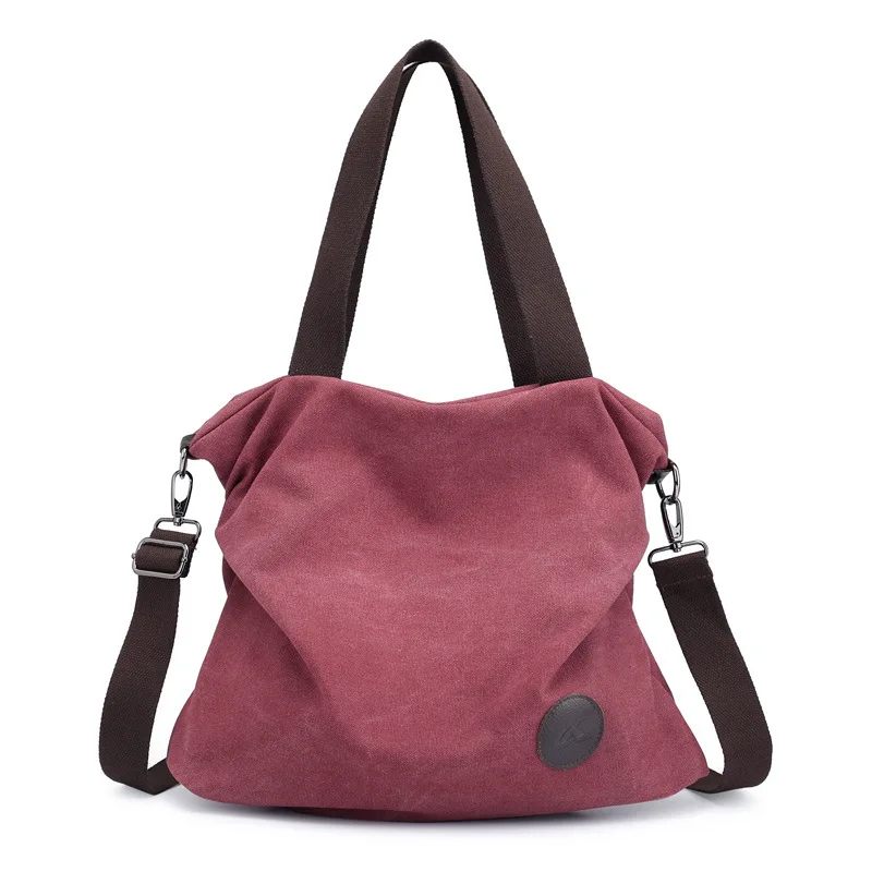 TTOU женские холщовые сумки высокого качества, женские вместительные Сумки на одно плечо, винтажные одноцветные сумки с несколькими карманами, женские сумки - Цвет: PURPLE