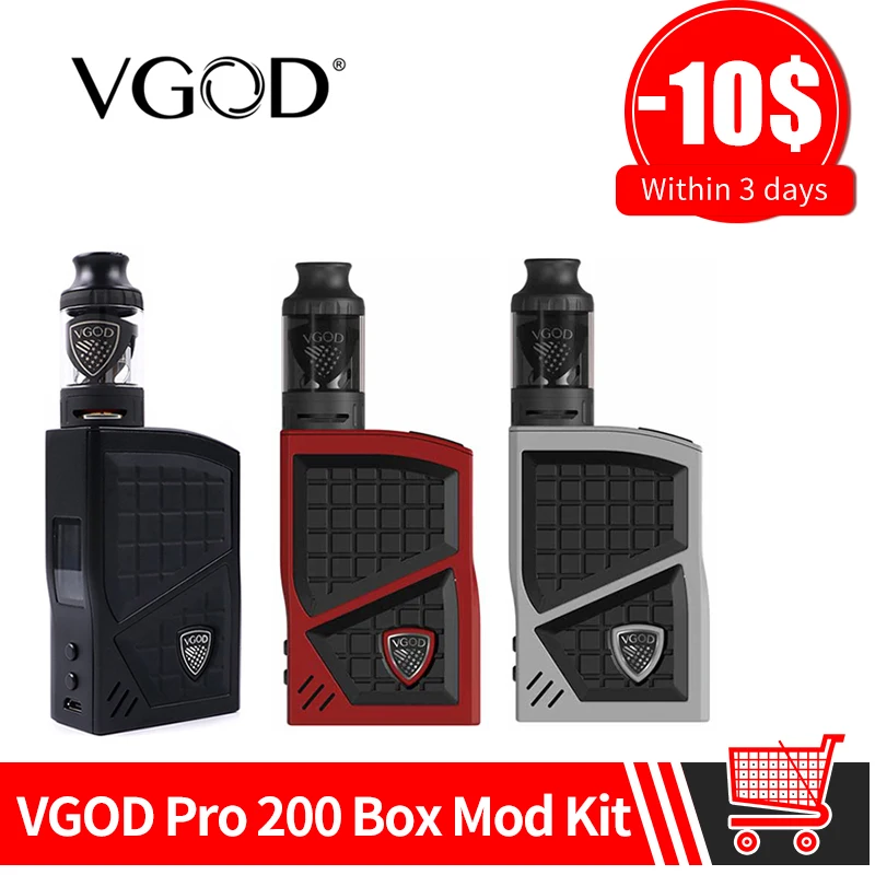 

Original VGOD Pro 200 Box Mod Kit Vaporizer 200w 3ml VGOD Sub ohm tank Atomizer Electronic Cigarettes 0.2ohm Coil Vape