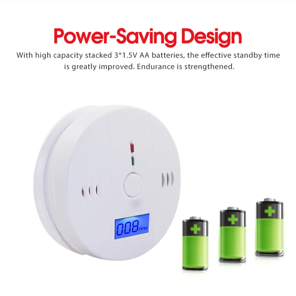 

CO Sensor Carbon Monoxide Poisioning Detector , Carbon Monoxide Alarm with LCD Display