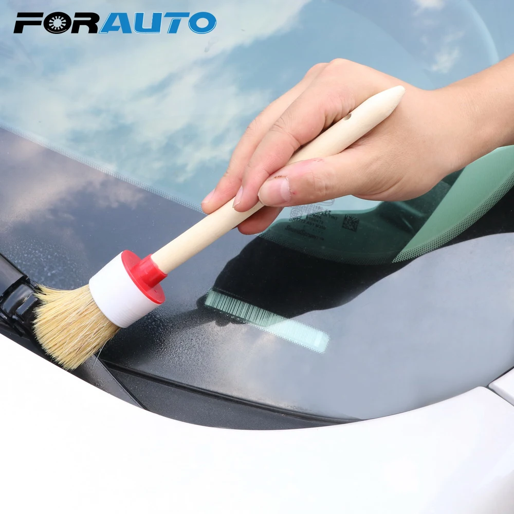Car Detailing Cleaning Brush Soft Bristle Wood Handle for Interior