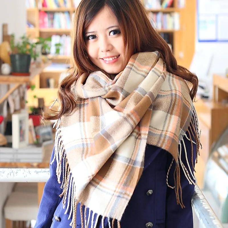 2013 autumn and winter fashion napped thermal plaid long scarf women's ...