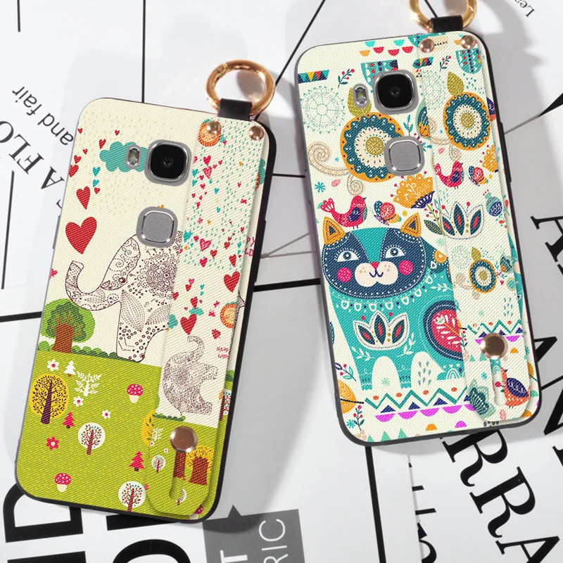 

Wrist strap Cases For Huawei Honor 5A LYO-L21 5.0" Cute Animal Cartoon Cat Cases For Huawei Y5 Y6 II 2 Silicone Scrub Cover