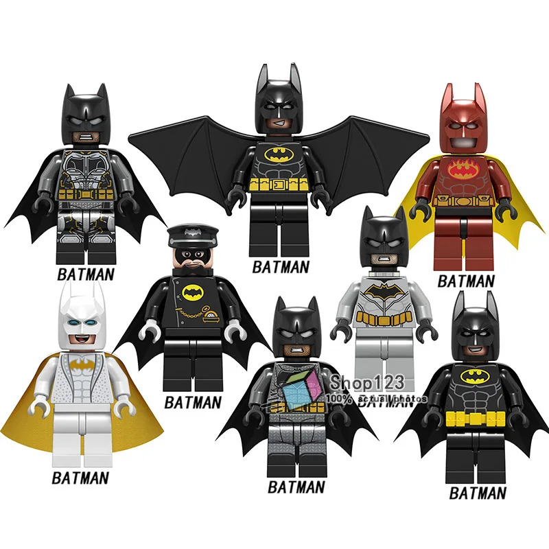 

Compatible with Batman Movie Collection White Silver Black Batman with Wings Weapon Building Blocks Kids Toys Juguetes