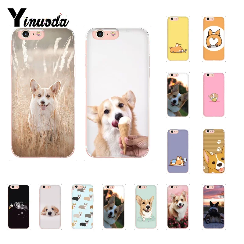 Yinuoda милый корги мультфильм собака шаблон мягкий чехол для телефона из ТПУ для iPhone X XS MAX 6 6s 7 7plus 8 8Plus 5 5S SE XR 10