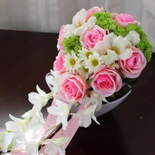 Свадебное украшение для невесты с цветами, розовое, высокое качество, на заказ, капли воды, свадебное, искусственный букет