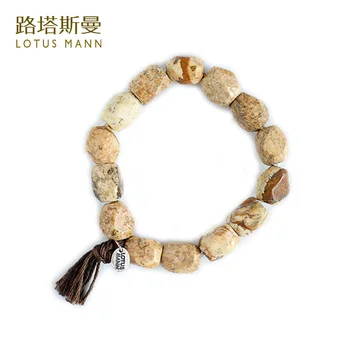 

Lotus Mann Picture stone big square bead tassel bracelet