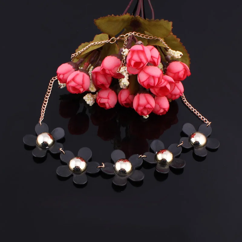 Btuamb Новые макси Большие Подвески в виде цветов в простом стиле из сплава с шариками массивные ожерелья для женщин аксессуары свободный стиль
