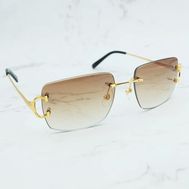 $US $41.82 Oversized Rimless Sunglasses Vintage Sun Glass Men Designer Brand Luxury Women Sunglass Big Square 