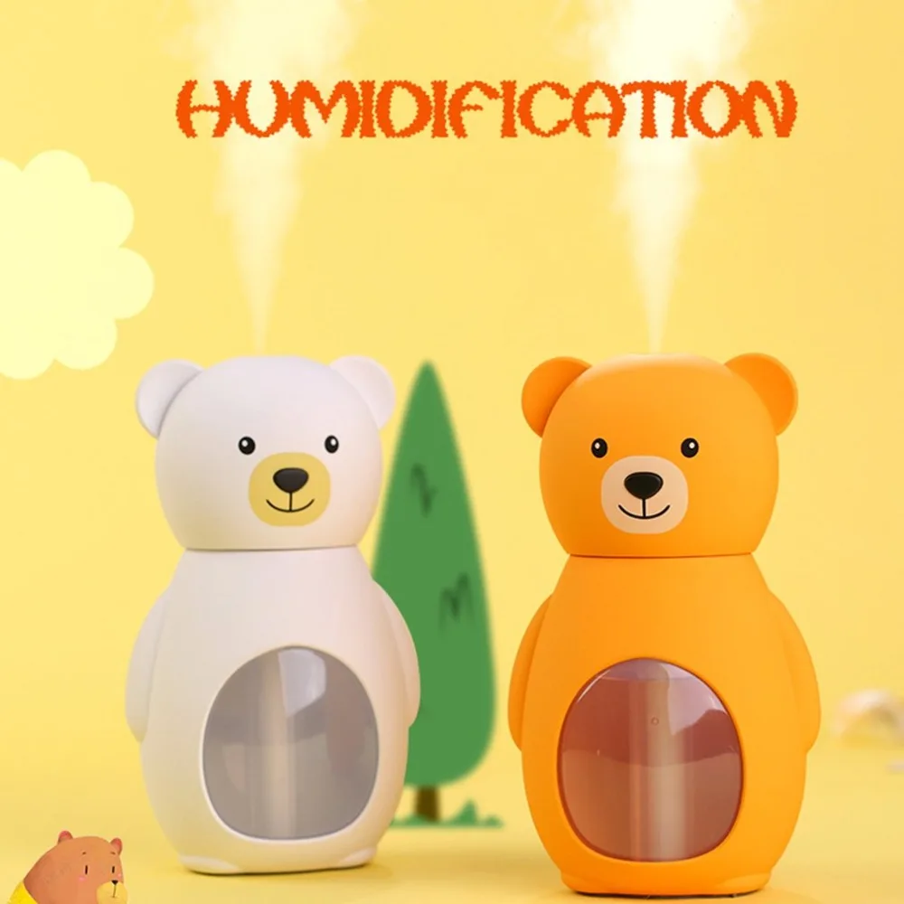 

USB Lovely Bear Humidifier Night Lights Ultrasonic Car Air Humidifiers Mini Home Desktop Diffuser Air Purifier 160ml