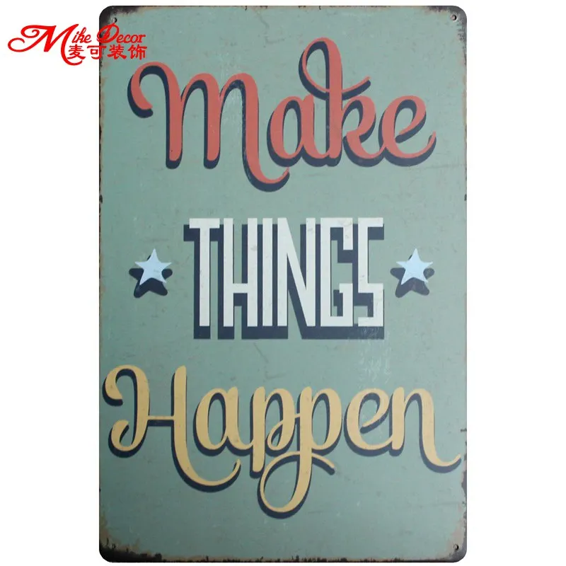 [ Mike86 ] Make THINGS Happen Quote Mural Painting Retro Shoe Store Vintage Posters Metal Sign Decor 20X30 CM AA-732 | Дом и сад