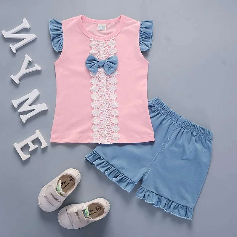 

girl clothing sets Children clothing Girls summer baby girl clothes casual kids sport suits Cute t-shirt+shorts 1 2 3 4year wear