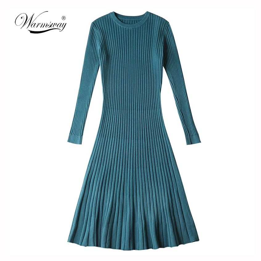 Warm and Charm Women Long Sweater Dress Fall Winter elegant big hemline Bodycon Dresses Sexy Elastic ribbed Knitted C-170