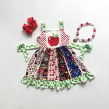 Новинка, летнее хлопковое платье в горошек с принтом «Яблоко» для маленьких девочек, эксклюзивная одежда в горошек, платье с поясом, аксессуары