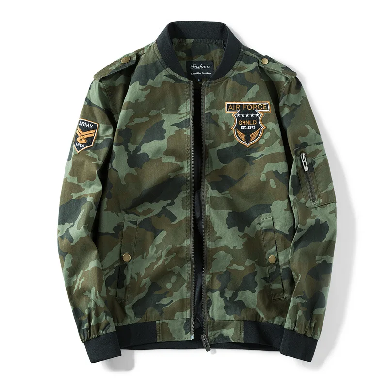 Camouflage Jacket Men Military Camo Army Bomber Jackets Patch Designs