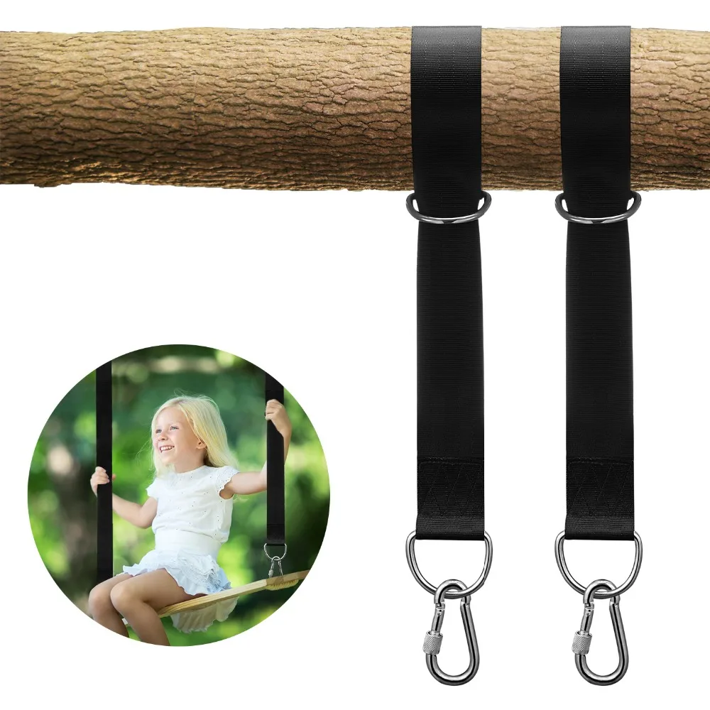 

Tree Swing Hanging Strap Kit Outdoor Swing Hangers Holds 2200Lbs with Safety Lock Carabiner Bag for Hammocks Wheels Disc Swing