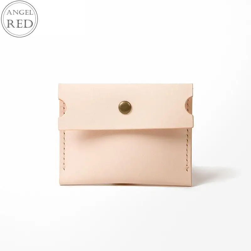 Angel Red Summer Mini Hand Wallet Unisex Wallets And Purses Vegetable Tanned Genuine Leather