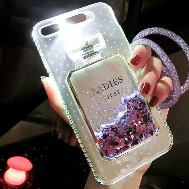 BALMORA LED Light Liquid Quicksand Phone Case For IPhone 6 6s 7 8 X Cover Luxury Love Soft Plus Fundas | Мобильные телефоны и