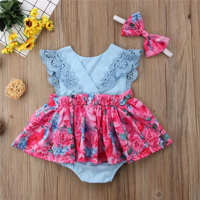 Sisters Bodysuits Kids Baby Girls Summer Infant Lace Floral