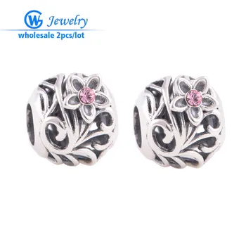 

2pcs/lot 925-sterling-silver european beads Flower charms Fit male bracelets Free shipping GW Fashion Jewelry X128H15
