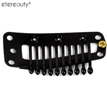 20 штук 10-зубы Snap-гребень для парика зажимы с резиновым для наращивания волос(черный