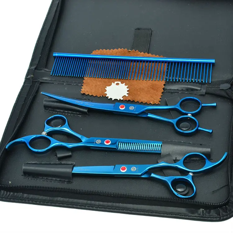 

8.0" Professional Pet Grooming Scissor Set Dog Scissors Cutting & Thinning & Curved Shears Animal Tool Kit, LZS0421