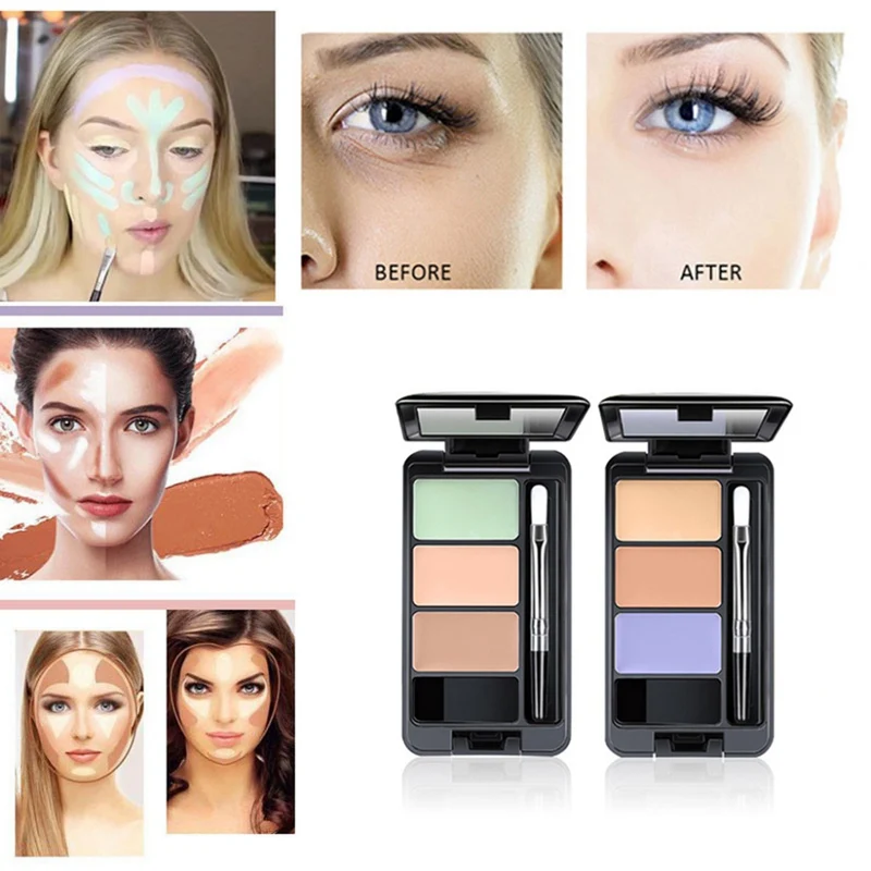 New 3 Colors Concealer Palette Facial Foundation Cream with Brush Makeup Tool