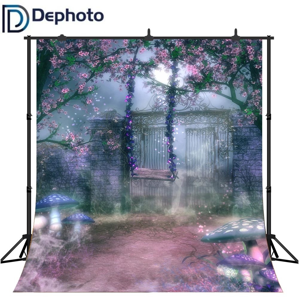 Dephoto Сказочный Сад фотографии фоны дети фотостудия грибы качели Цветы фото