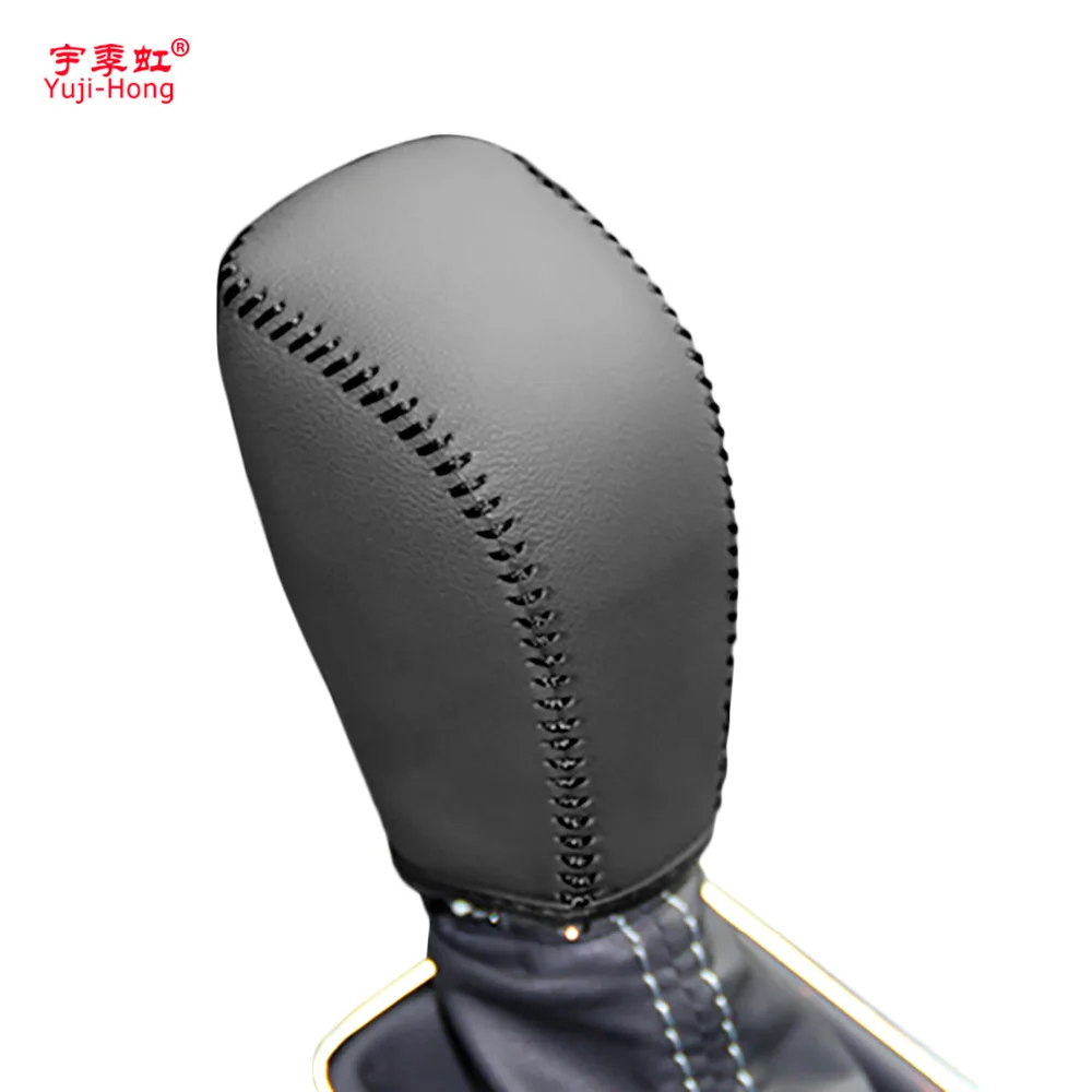 Yuji-Hong Car Gear Covers Case for Subaru XV 2012~2014 Forester 2013~ Automatic Shift Collars Genuine Leather Hand-stitched