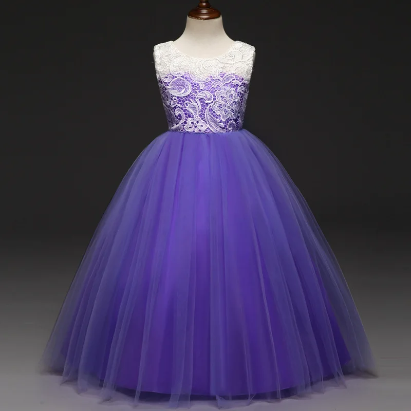 

Children's Summer Sleeveless Dress Flower Girl Dresses Lace Wedding Dress Elegant Princess Vestidos christmas dress