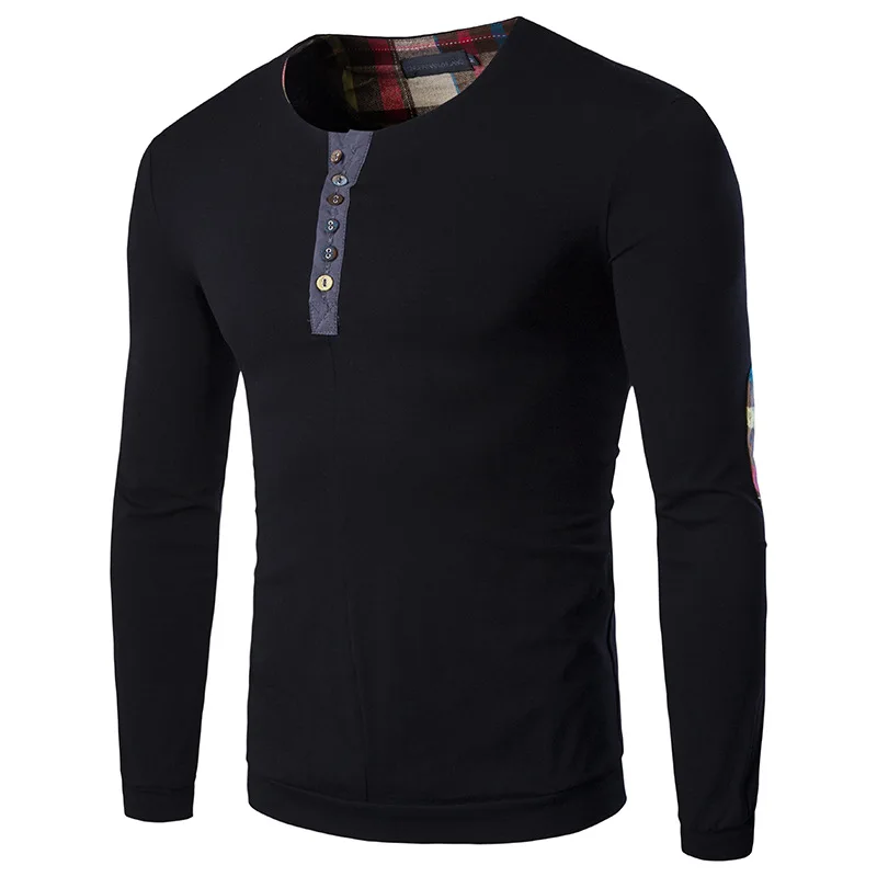 Tshirt Men 2018 Winter Men Wool T Shirt Casual Solid Long Sleeve Button ...