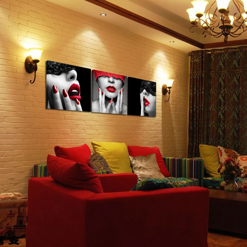 

Black Red Sexy Lips Canvas Prints Morden Artwork Home Decoration Abstract Picture for Living Room Lobby Wall Decor Drop Shipping