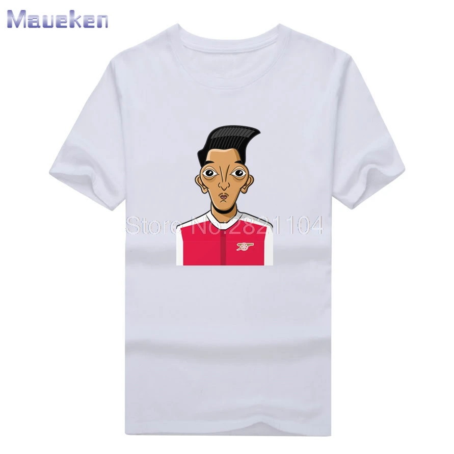 2017 Pria Mesut Ozil Kartun Lucu Big Mata Tee Lengan Pendek T Shirt