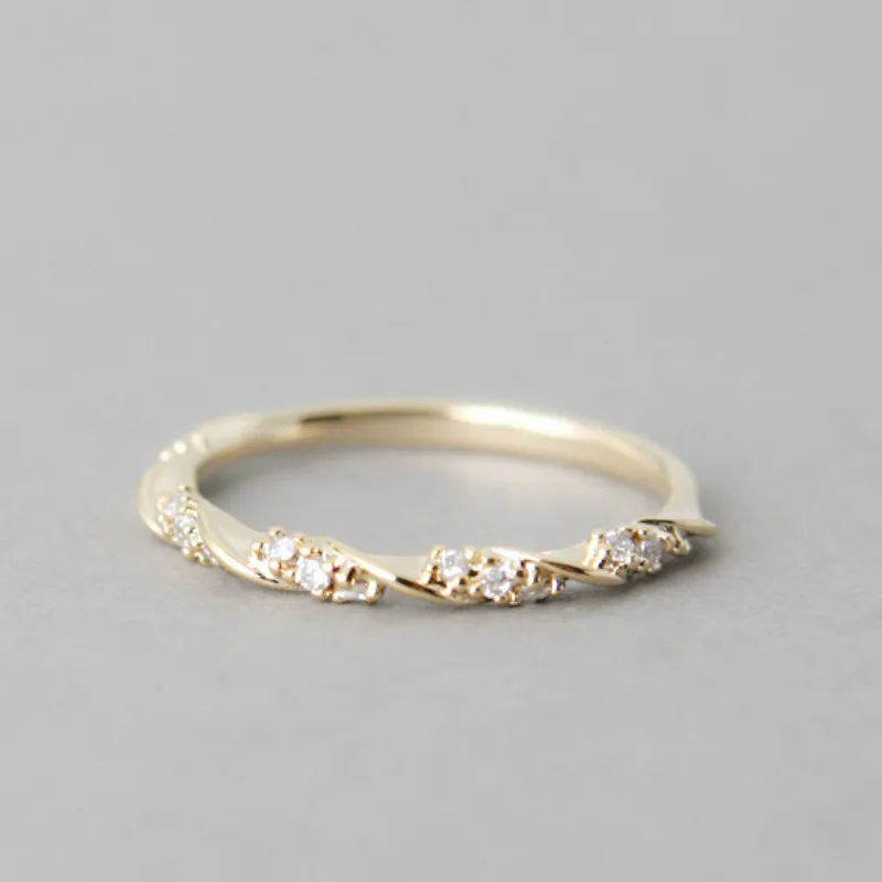 Top Quality Silver Gold Rose Gold Color Twist Classical Cubic Zirconia Wedding Ring for Woman Girl Austrian Crystals Gift Rings