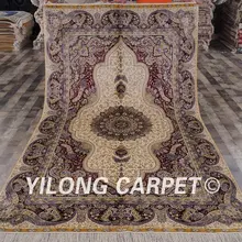 Yilong 5'x8' классические персидские ковры ручной работы бежевый медальон турецкий Шелковый ковер(SWP012A5x8