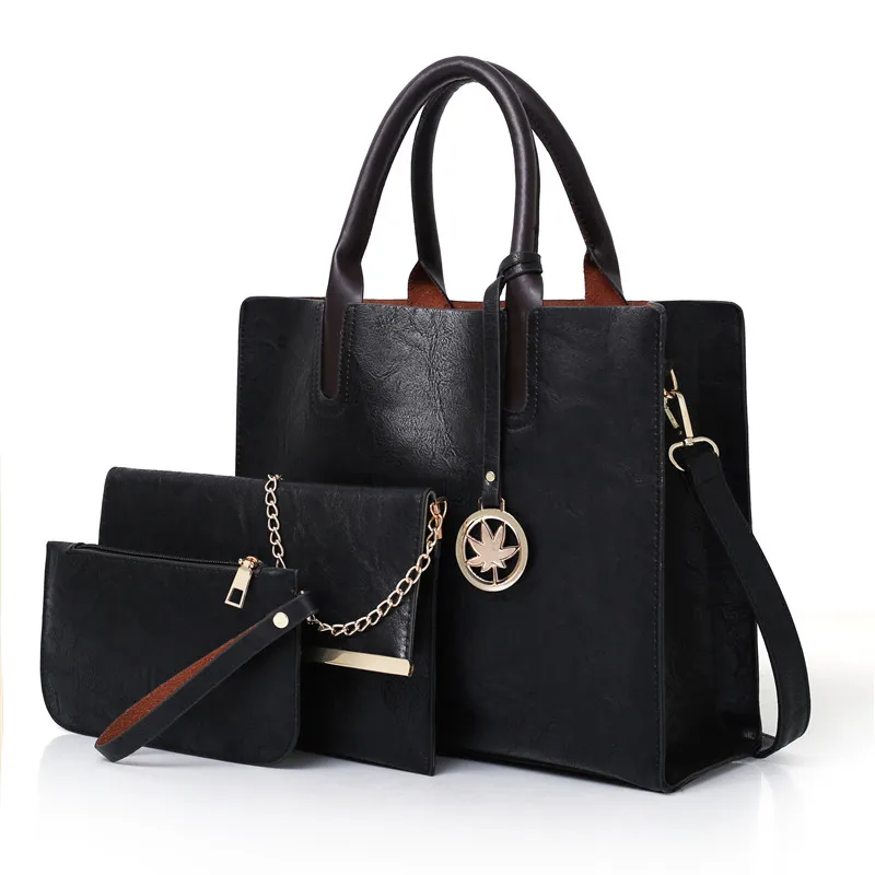 Goede 3Pcs Sets Tas Vrouwen Lederen Handtas Luxe Vrouwelijke Schoudertassen Designer Grote Crossbody Tassen Voor Vrouwen 2019 Beroemde Merk tote Sac
