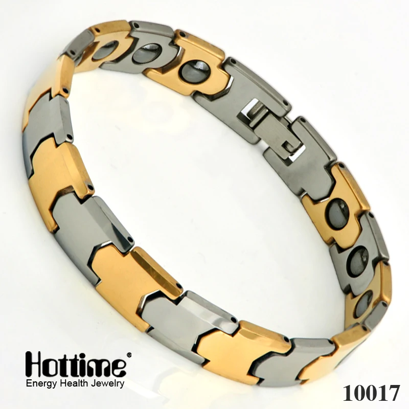 2 Styles Mens Chain Link Wristband Bangle Cuff Tungsten Steel Bracelet Health Men Jewelry Gold