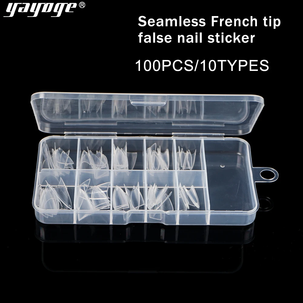 Yayoge 100 шт. белый натуральный Цвет французский Seamless False Nails 10 типа длинная акриловая сплетенная Пресс on Nails Советы Маникюр "сделай сам"