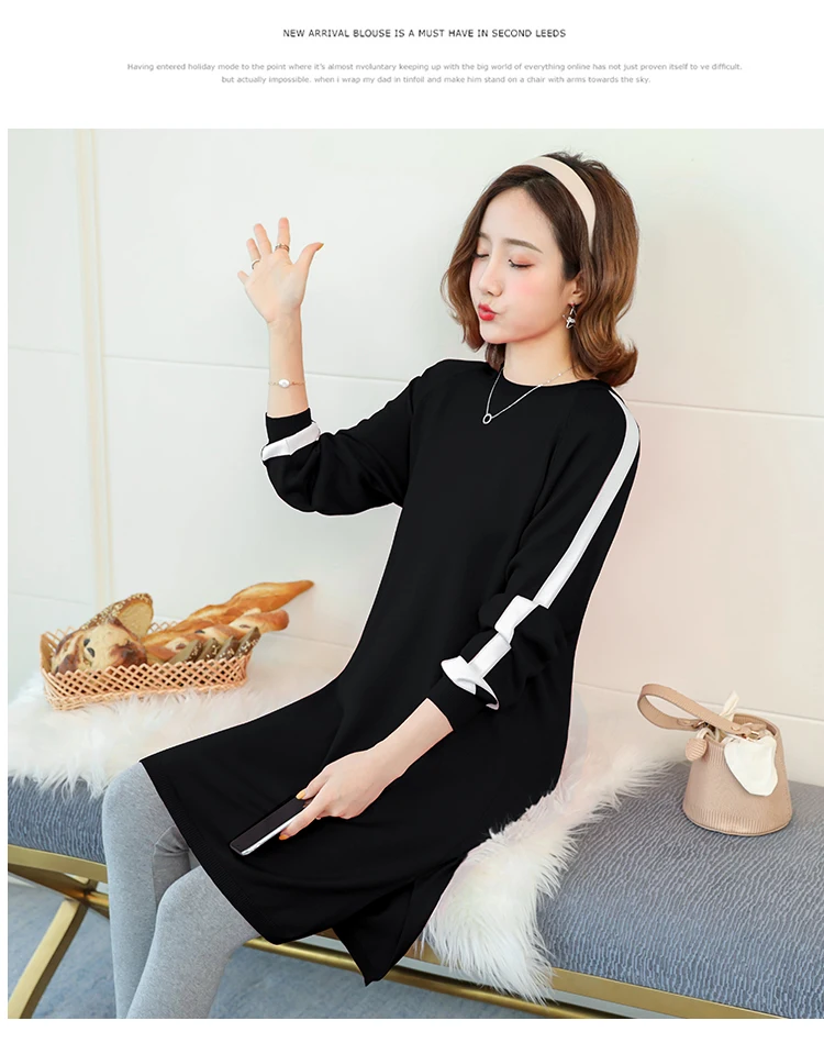 7037# Большие размеры свободные трикотажные свитера для беременных осенне-зимние корейские модные пуловеры для беременных женщин рубашки топы