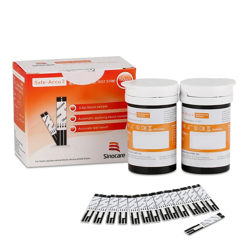 Тест полоска Sannuo Accu2 для определения сахара в крови 50/100 шт.|lancet needle|blood glucose test