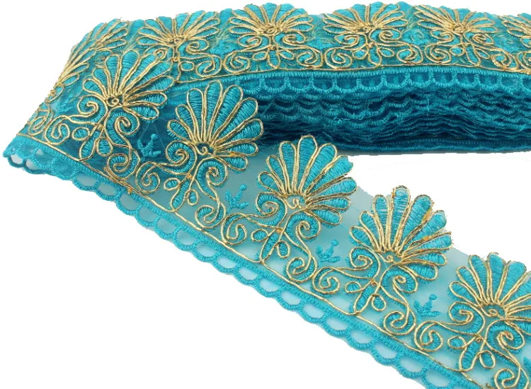 Новое поступление 3 ярдов 6 см ширина кружевная ткань DIY ремесла швейные украшения аксессуары для одежды кисточка кружевная отделка тесьма лента - Цвет: Светло-голубой