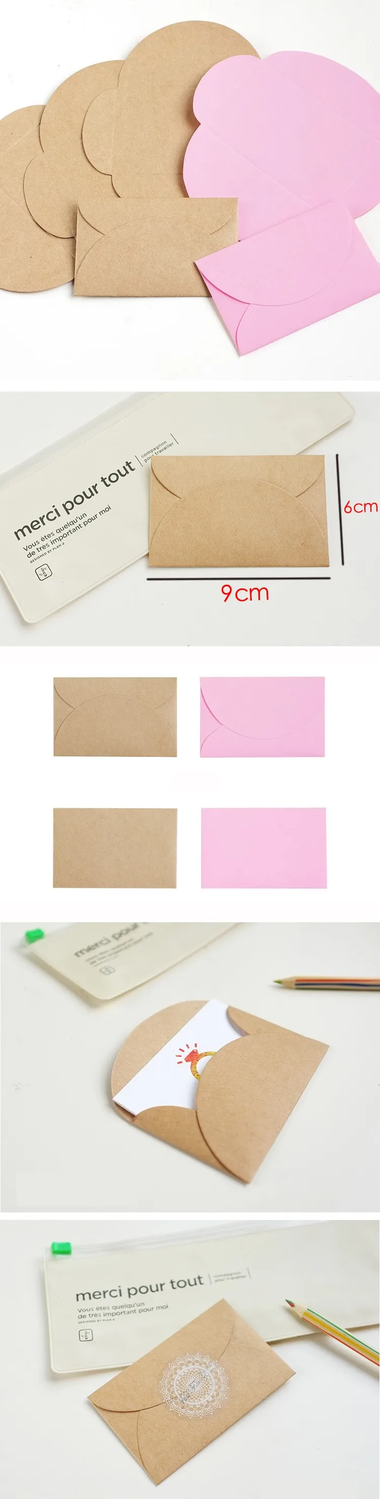 Retro Colored Kraft Paper Envelopes 100pcs/lot 9*6cm Mini Series Card Envelope Wedding Party Invitation Gift Card