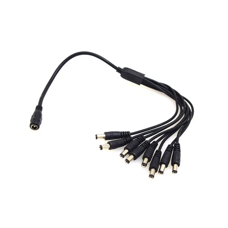 

DC 1 to 8 Splitter Cable Power Lead 5.5x2.1mm Pigtail 1 Female to 8 Male DC Plug for CCTV Surveillance Backup Camera LED Stripe