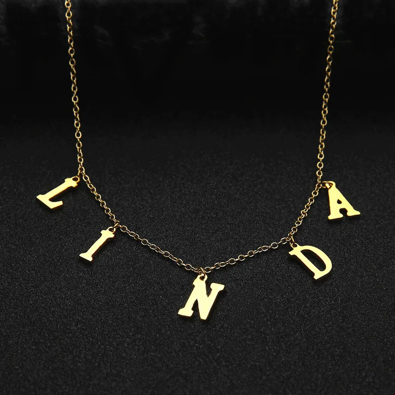 Dangled Name Necklace Personalized Initial Necklace Dangle Name Choker Custom Name Necklace Name Jewelry For Women - Image 5