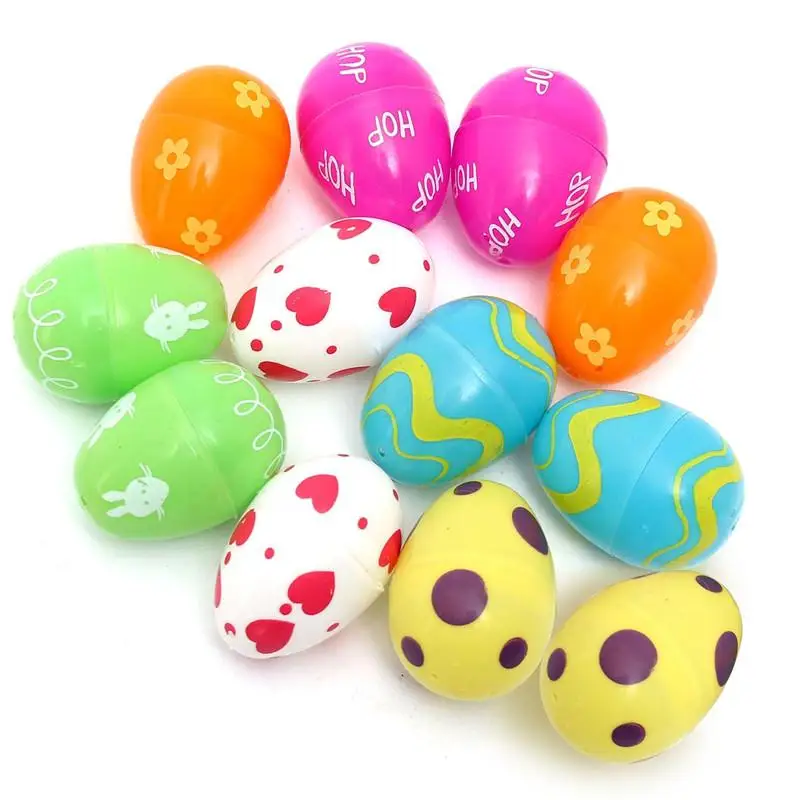 

12PCS Plastic Easter Eggs Hanging Bright DIY Decoration Party Colourful Gift Boxes