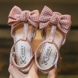 Детская обувь сандалии для девочек 2019 Лето Новая мода милый лук мягкая подошва дети туфли без каблуков удобные искусственная кожа