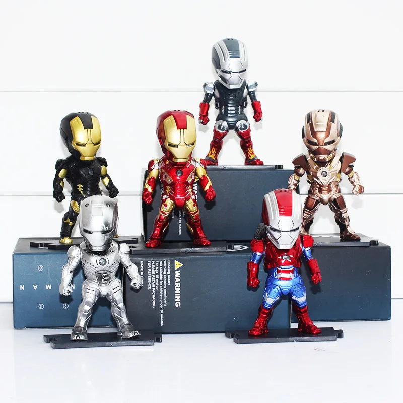 

Egg Attack Iron Man Light & Action Function Iron Man MK42 43 22 24 2 Action Figures Toys 9cm 6pcs/set Free Shipping