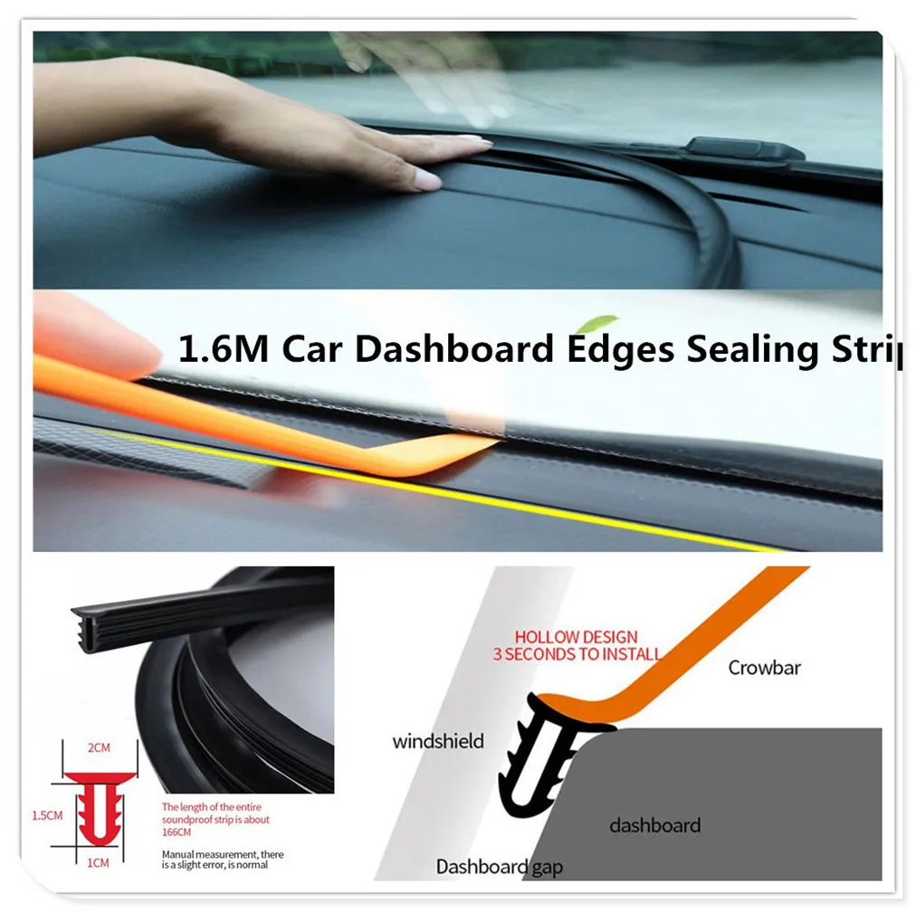 

U Type 1.6M Car Dashboard Edges Strip Windshield Gap Sealing Rubber Strips for Subaru Forester Ascent XV WRX VIZIV Outback