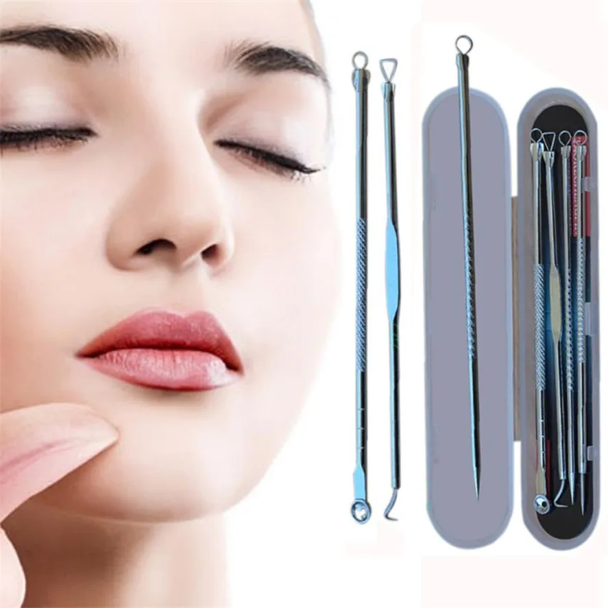 

New OutTop 4Pcs/1Set Lady Stainless Steel Blackhead Acne Blemish Pimple Extractor Remover Needle Professional Acne Needles