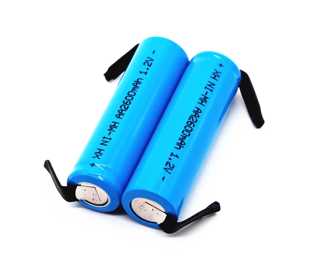 Новинка 1,2 V AA перезаряжаемая батарея 2600mAh 2A nimh аккумулятор с вкладками для электробритва зубной щетки Philips Braun